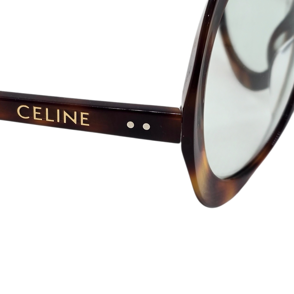 Celine Tortoiseshell Round Sunglasses with Light Green Lenses - Picture 6 of 6